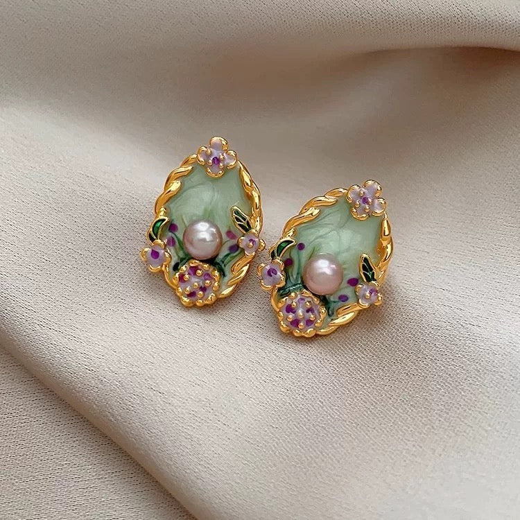 Monet's Garden Pearl Earrings
