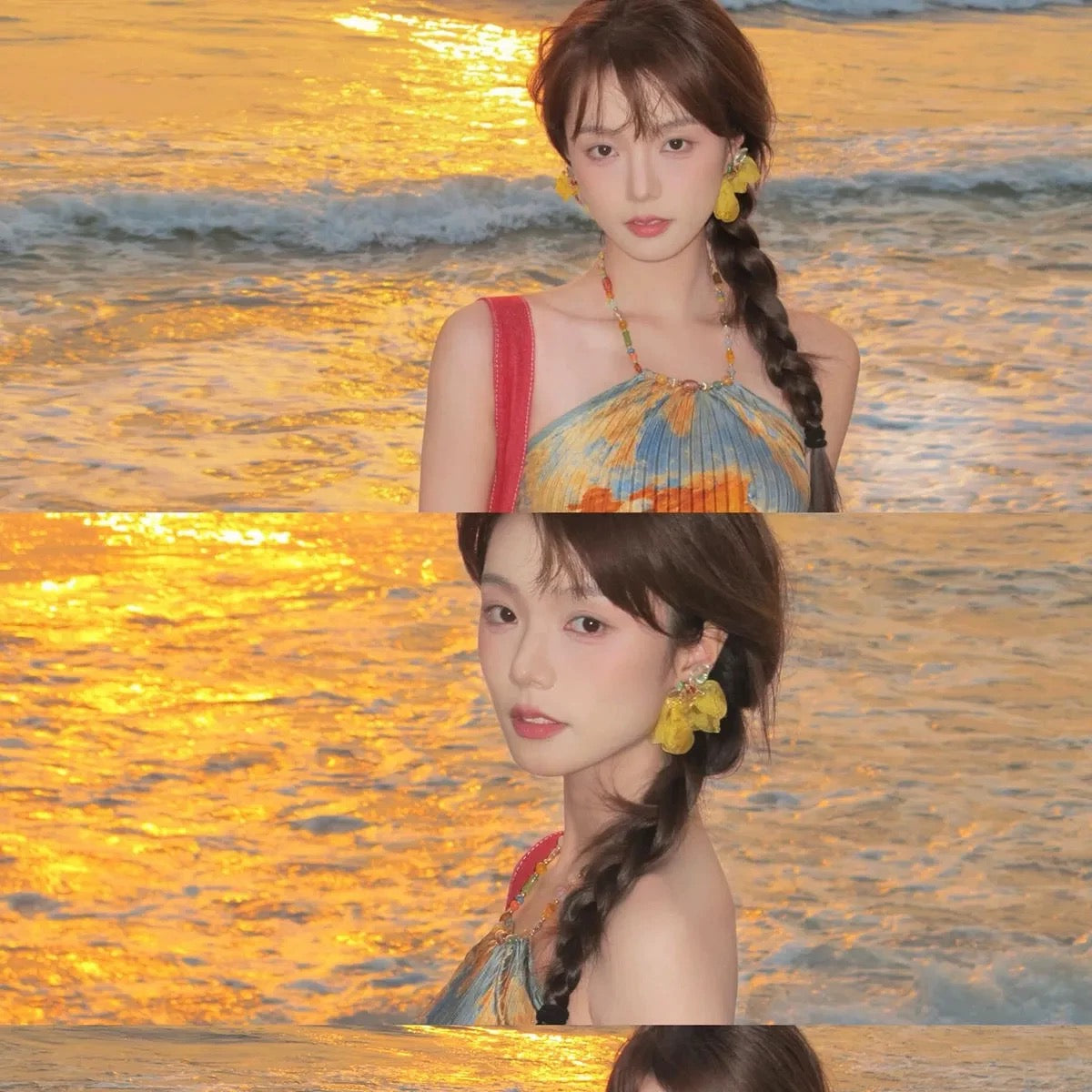 Ethereal Yellow Tulle Crystal Flower Drop Earrings