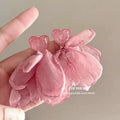 Pink Transparent Heart Tulle Petal Fairy Drop Earrings