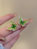 Green butterfly earrings