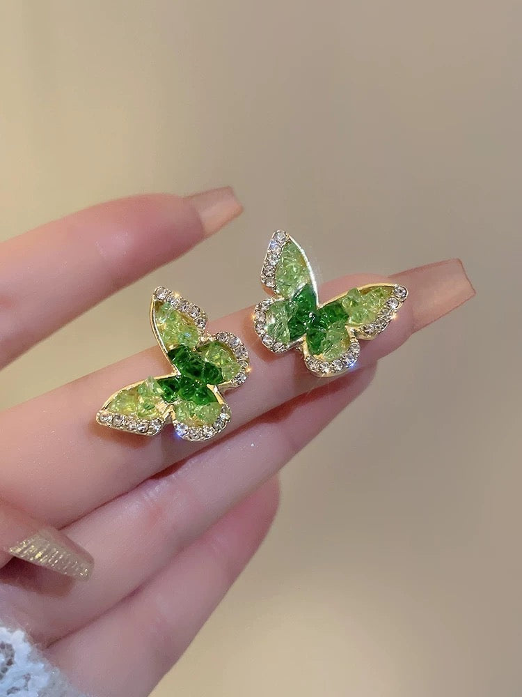 Green butterfly earrings