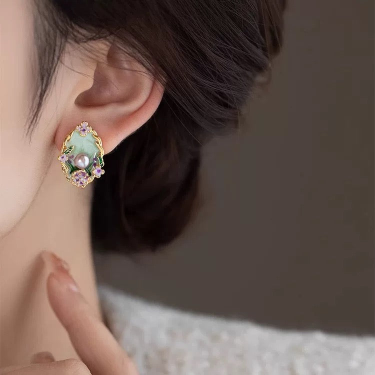Monet's Garden Pearl Earrings