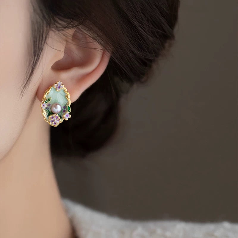 Monet's Garden Pearl Earrings