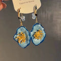 Korean Style Transparent Blue Poppy Flower Drop Earrings