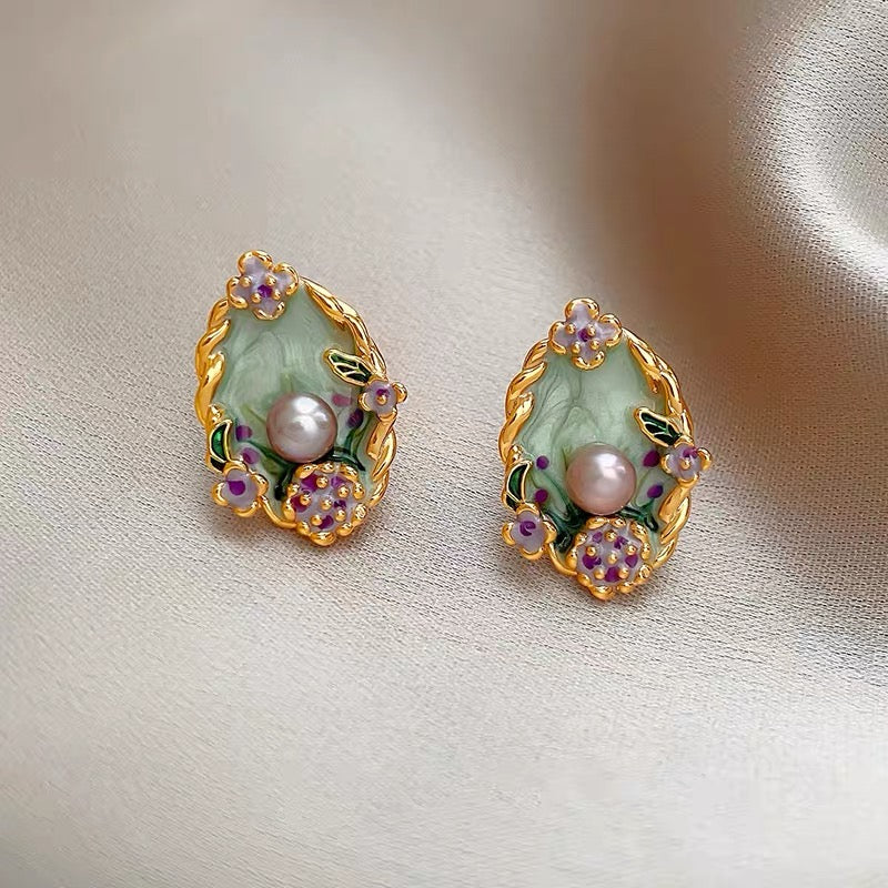 Monet's Garden Pearl Earrings