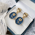 Blue rose earring