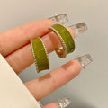 Vintage Olive Green Geometric Hoop Earrings